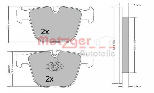 METZGER 1170356 - Bremsbelagsatz, Scheibenbremse