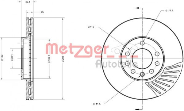 METZGER 6110164 - Bremsscheibe