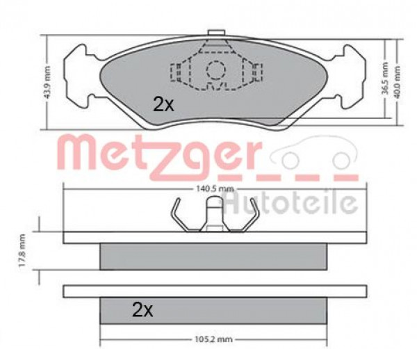METZGER 1170181 - Bremsbelagsatz, Scheibenbremse
