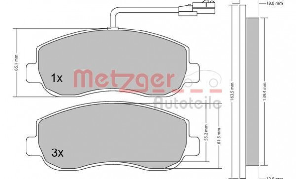 METZGER 1170148 - Bremsbelagsatz, Scheibenbremse