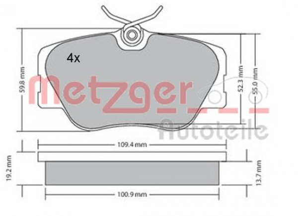 METZGER 1170151 - Bremsbelagsatz, Scheibenbremse
