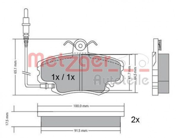 METZGER 1170009 - Bremsbelagsatz, Scheibenbremse