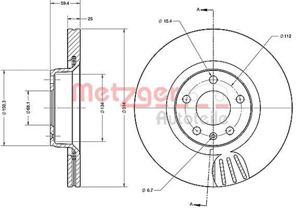 METZGER 6110335 - Bremsscheibe