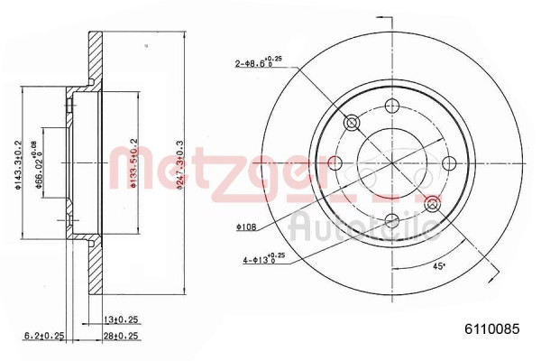 METZGER 6110085 - Bremsscheibe