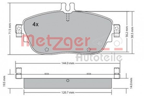 METZGER 1170215 - Bremsbelagsatz, Scheibenbremse