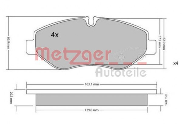 METZGER 1170040 - Bremsbelagsatz, Scheibenbremse