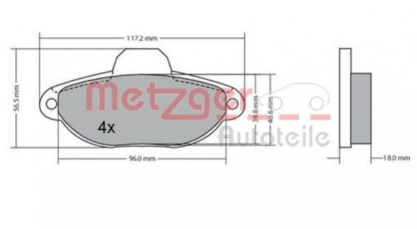 METZGER 1170044 - Bremsbelagsatz, Scheibenbremse