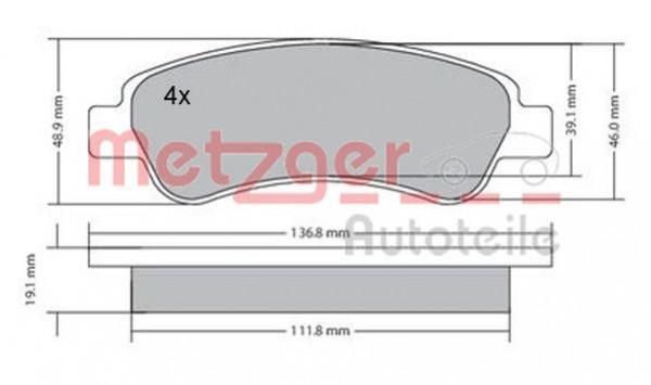 METZGER 1170085 - Bremsbelagsatz, Scheibenbremse