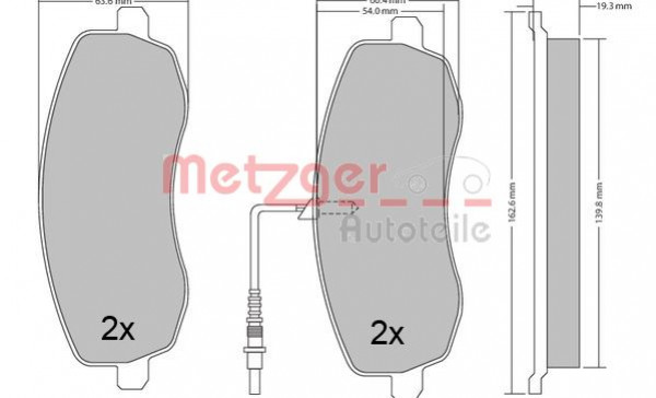 METZGER 1170563 - Bremsbelagsatz, Scheibenbremse
