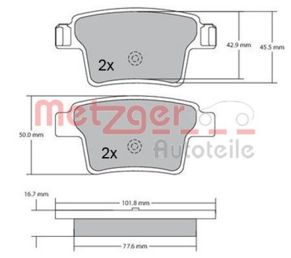 METZGER 1170092 - Bremsbelagsatz, Scheibenbremse