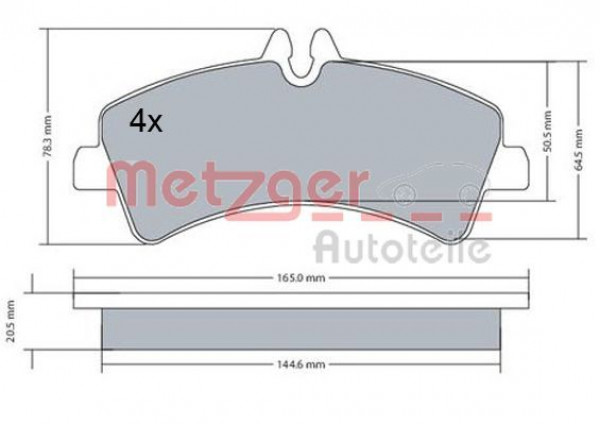 METZGER 1170543 - Bremsbelagsatz, Scheibenbremse