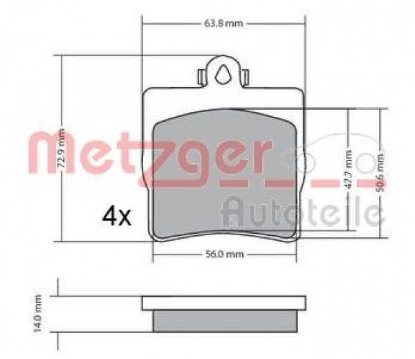 METZGER 1170016 - Bremsbelagsatz, Scheibenbremse