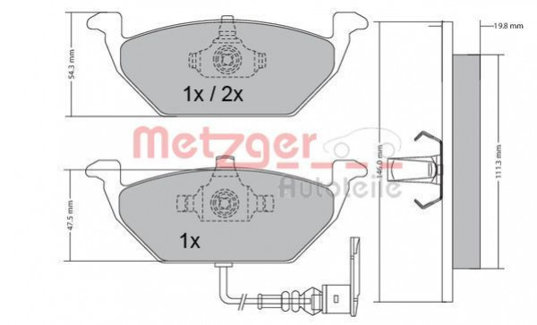 METZGER 1170002 - Bremsbelagsatz, Scheibenbremse