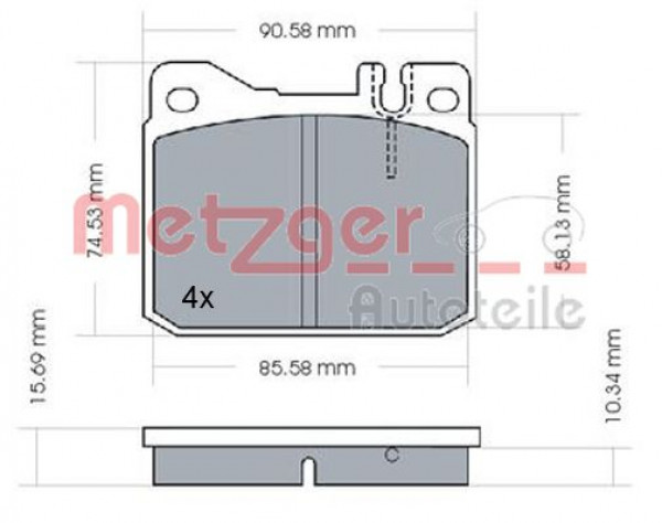 METZGER 1170244 - Bremsbelagsatz, Scheibenbremse