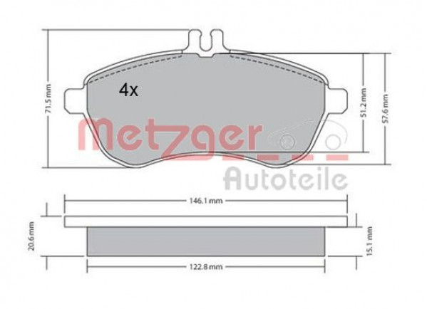 METZGER 1170046 - Bremsbelagsatz, Scheibenbremse