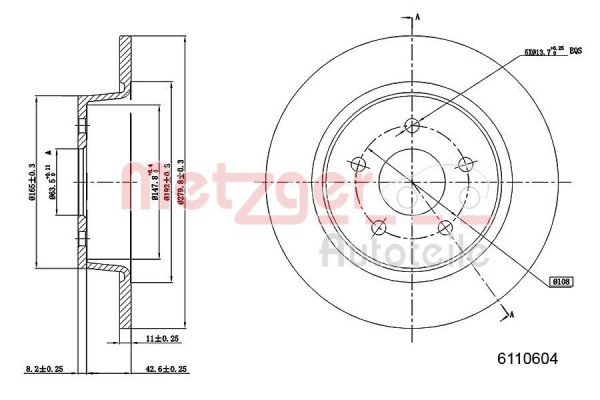 METZGER 6110604 - Bremsscheibe
