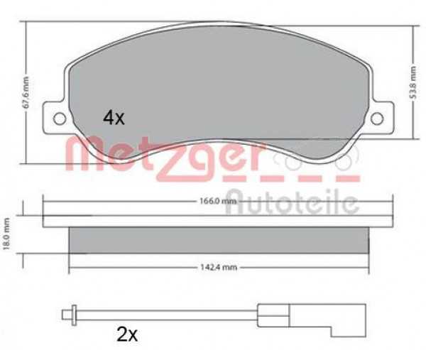 METZGER 1170290 - Bremsbelagsatz, Scheibenbremse