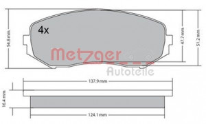 METZGER 1170357 - Bremsbelagsatz, Scheibenbremse