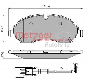 METZGER 1170814 - Bremsbelagsatz, Scheibenbremse