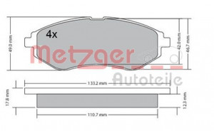 METZGER 1170404 - Bremsbelagsatz, Scheibenbremse