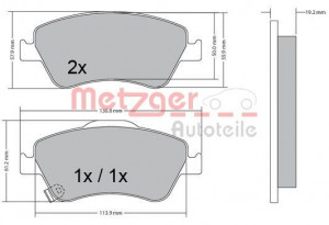METZGER 1170299 - Bremsbelagsatz, Scheibenbremse