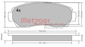 METZGER 1170482 - Bremsbelagsatz, Scheibenbremse