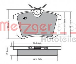 METZGER 1170001 - Bremsbelagsatz, Scheibenbremse