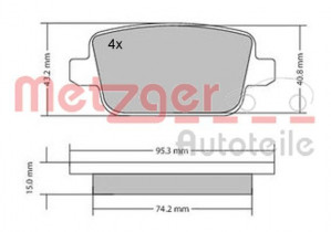 METZGER 1170058 - Bremsbelagsatz, Scheibenbremse
