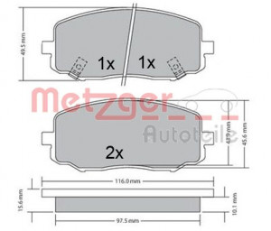 METZGER 1170588 - Bremsbelagsatz, Scheibenbremse