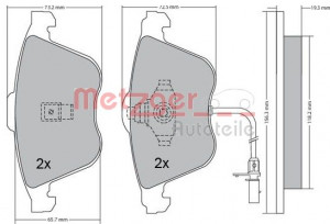 METZGER 1170268 - Bremsbelagsatz, Scheibenbremse