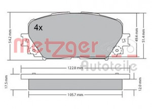 METZGER 1170639 - Bremsbelagsatz, Scheibenbremse