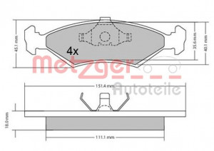 METZGER 1170426 - Bremsbelagsatz, Scheibenbremse