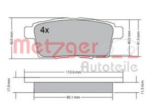 METZGER 1170686 - Bremsbelagsatz, Scheibenbremse