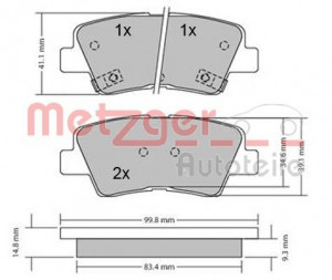 METZGER 1170134 - Bremsbelagsatz, Scheibenbremse