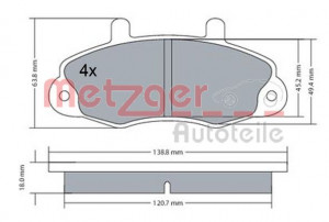 METZGER 1170604 - Bremsbelagsatz, Scheibenbremse