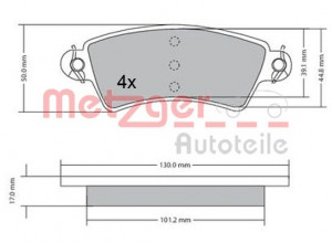 METZGER 1170499 - Bremsbelagsatz, Scheibenbremse