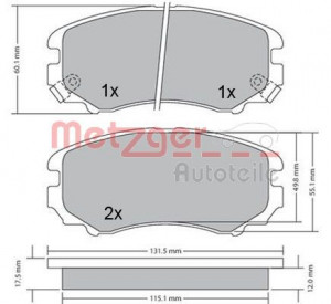 METZGER 1170262 - Bremsbelagsatz, Scheibenbremse