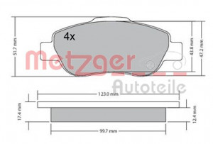 METZGER 1170440 - Bremsbelagsatz, Scheibenbremse