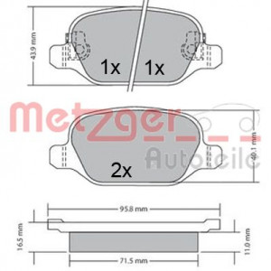 METZGER 1170680 - Bremsbelagsatz, Scheibenbremse