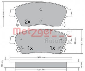 METZGER 1170393 - Bremsbelagsatz, Scheibenbremse