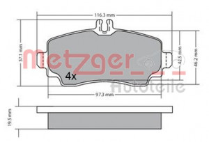 METZGER 1170353 - Bremsbelagsatz, Scheibenbremse