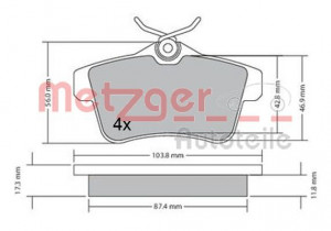 METZGER 1170335 - Bremsbelagsatz, Scheibenbremse