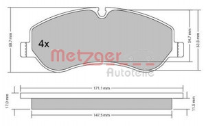 METZGER 1170349 - Bremsbelagsatz, Scheibenbremse