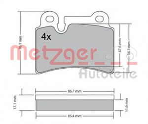 METZGER 1170408 - Bremsbelagsatz, Scheibenbremse