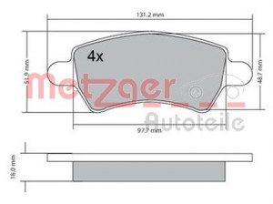 METZGER 1170458 - Bremsbelagsatz, Scheibenbremse