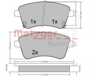 METZGER 1170359 - Bremsbelagsatz, Scheibenbremse