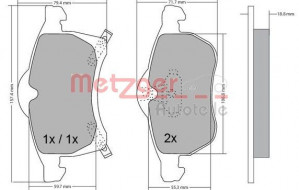 METZGER 1170091 - Bremsbelagsatz, Scheibenbremse