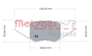 METZGER 1170257 - Bremsbelagsatz, Scheibenbremse