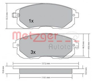 METZGER 1170208 - Bremsbelagsatz, Scheibenbremse