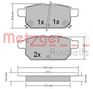 METZGER 1170360 - Bremsbelagsatz, Scheibenbremse